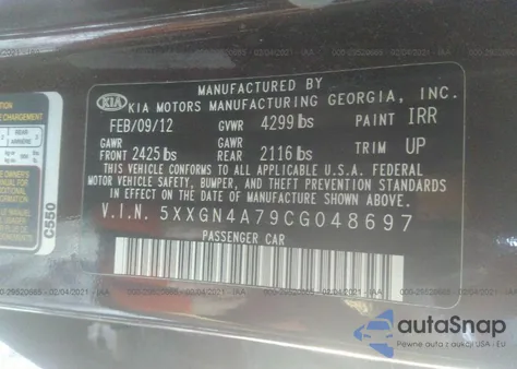 2012 Kia Optima Ex from USA, damaged, VIN 5XXGN4A79CG048697